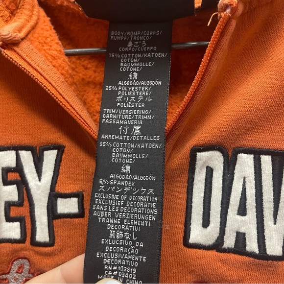 CLEAR OUT SALE Harley Davidson Motor Cycles orange zip up sweater XS - Picture 6 of 9